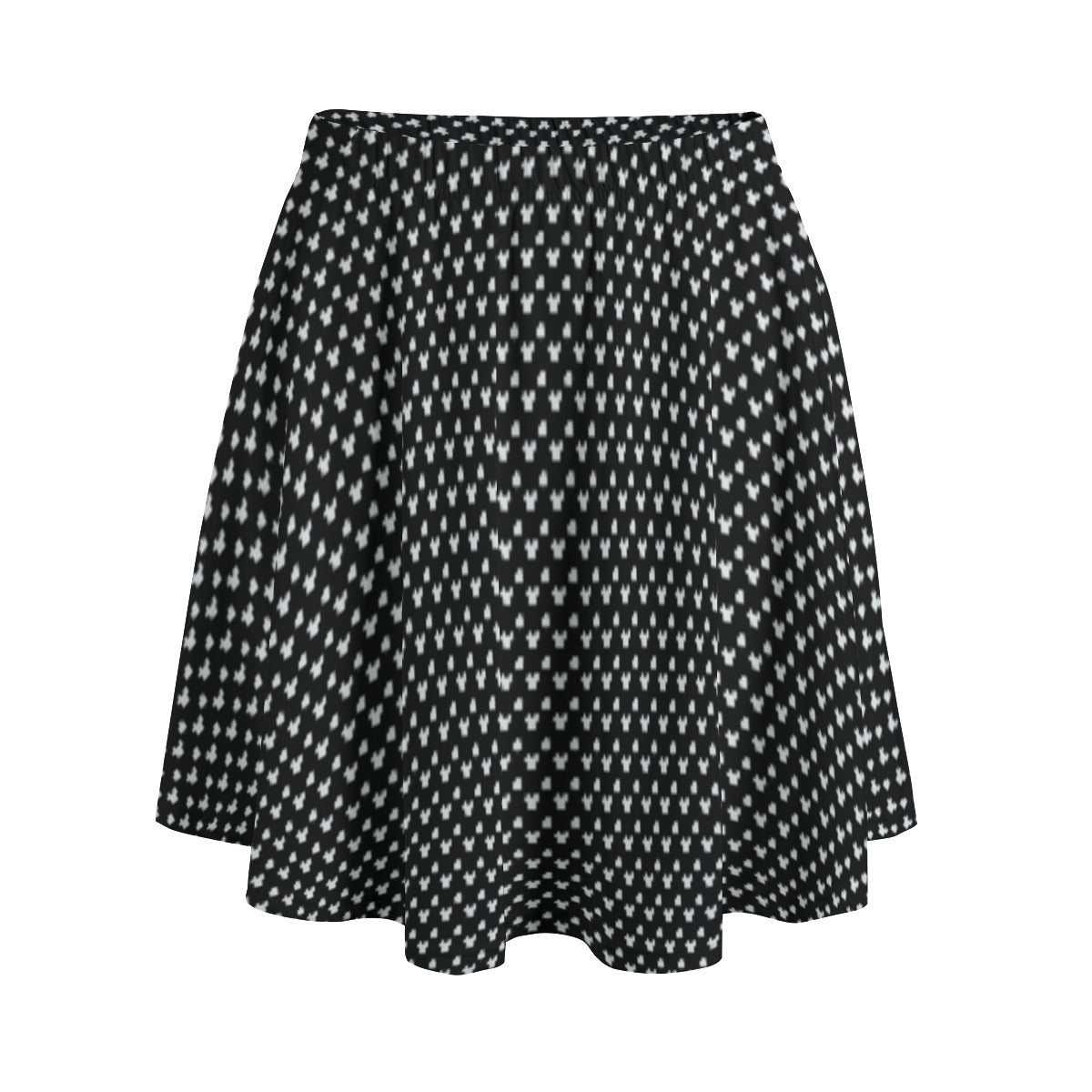 Black With White Mickey Polka Dots Women's Skirt With Pockets