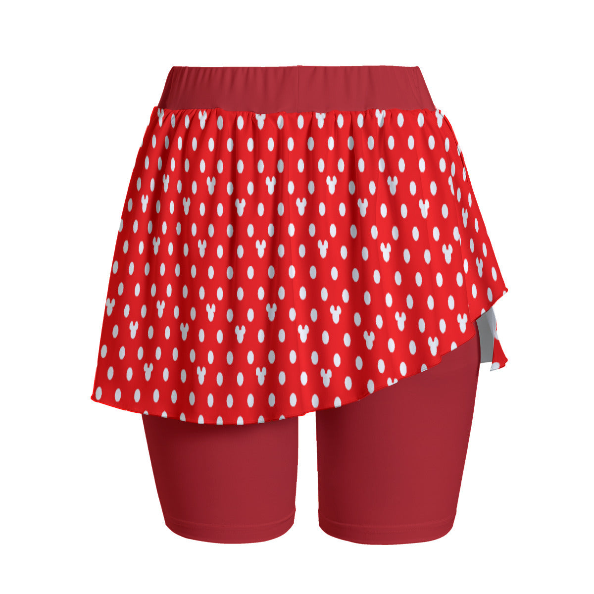 Red With White Mickey Polka Dots Women's Sports Skorts