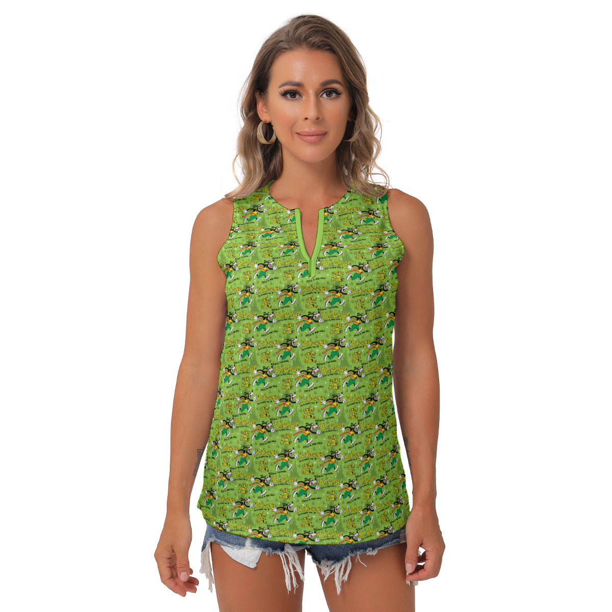 Goofy Challenge All Over Print Women's Sleeveless V-Neck Top