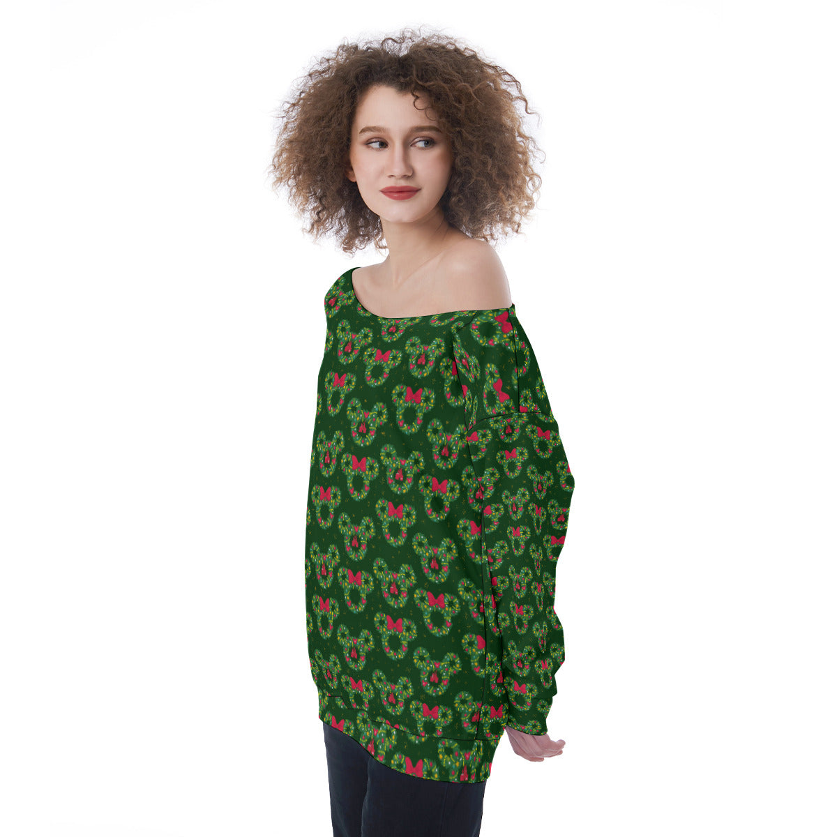 Christmas Wreaths Oversized Women's Off-Shoulder Sweatshirt