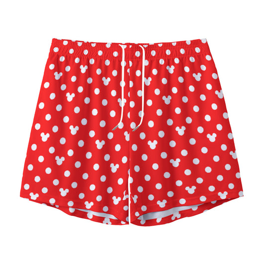 Red With White Mickey Polka Dots Unisex Pocket Shorts