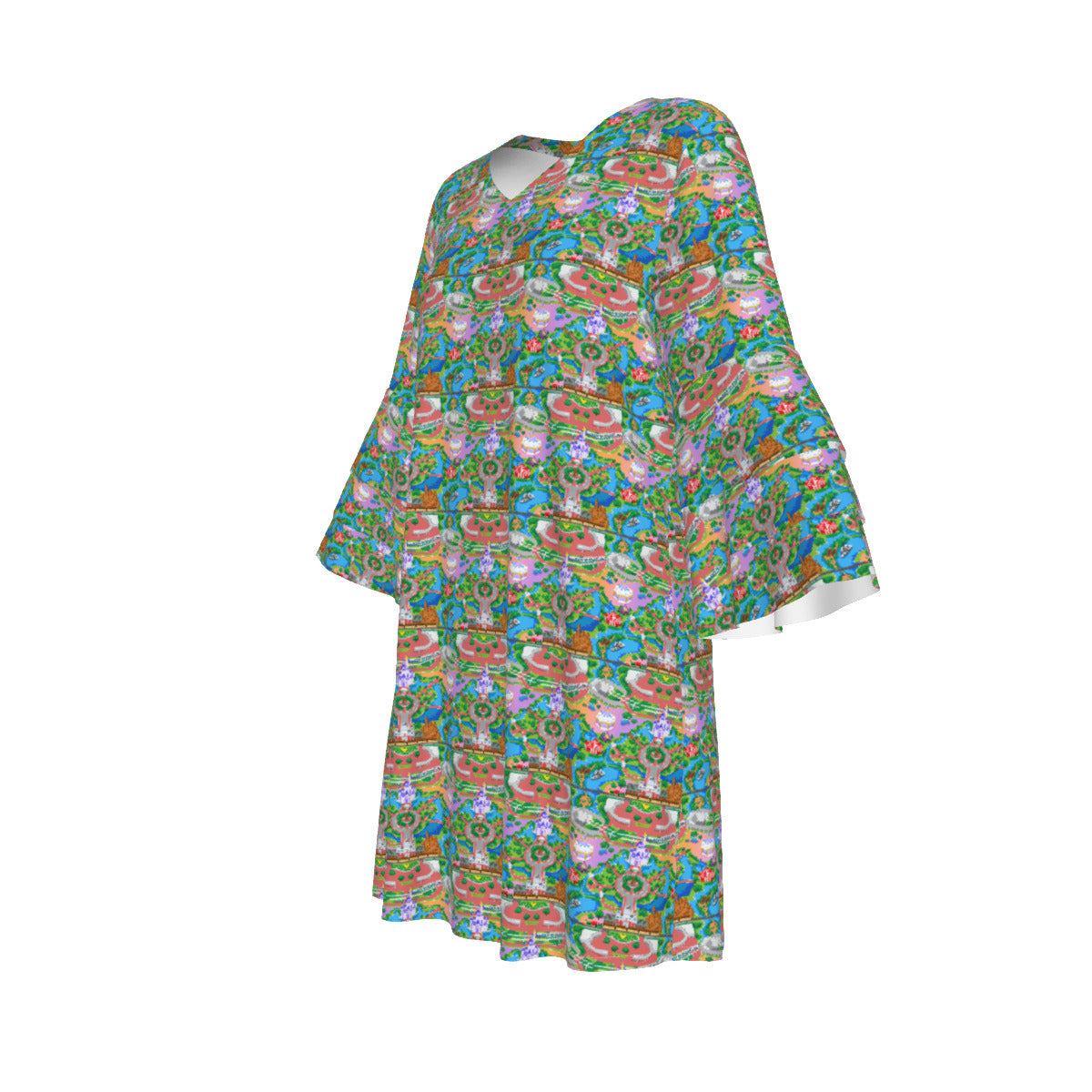 Park Map Women's Stacked Ruffle Sleeve Dress