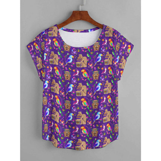 Tiki Plays The Drums Plus Size Women's Curved Hem T-shirt