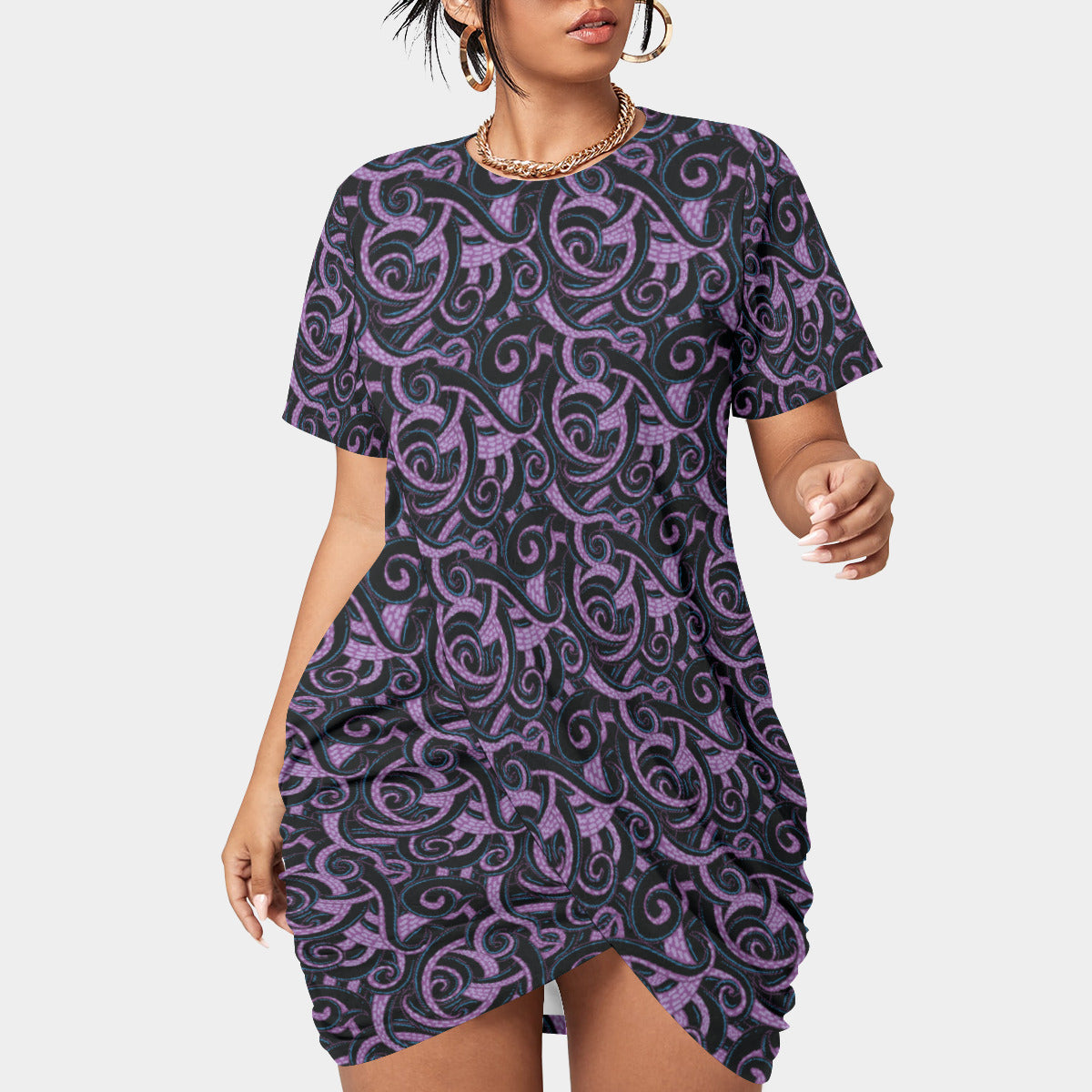 Ursula Tentacles Women’s Plus Size Stacked Hem Dress With Short Sleeve