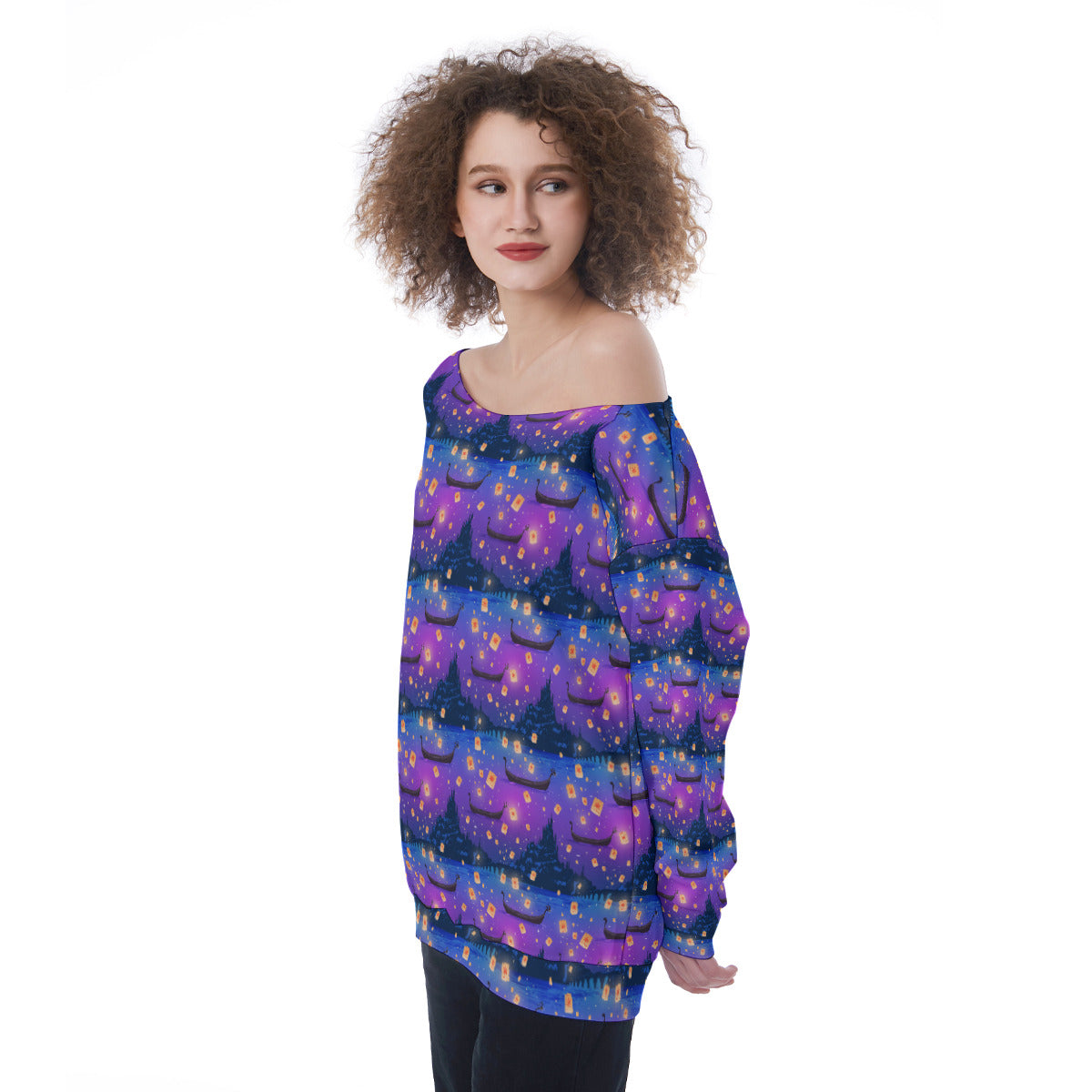 Floating Lanterns Oversized Women's Off-Shoulder Sweatshirt