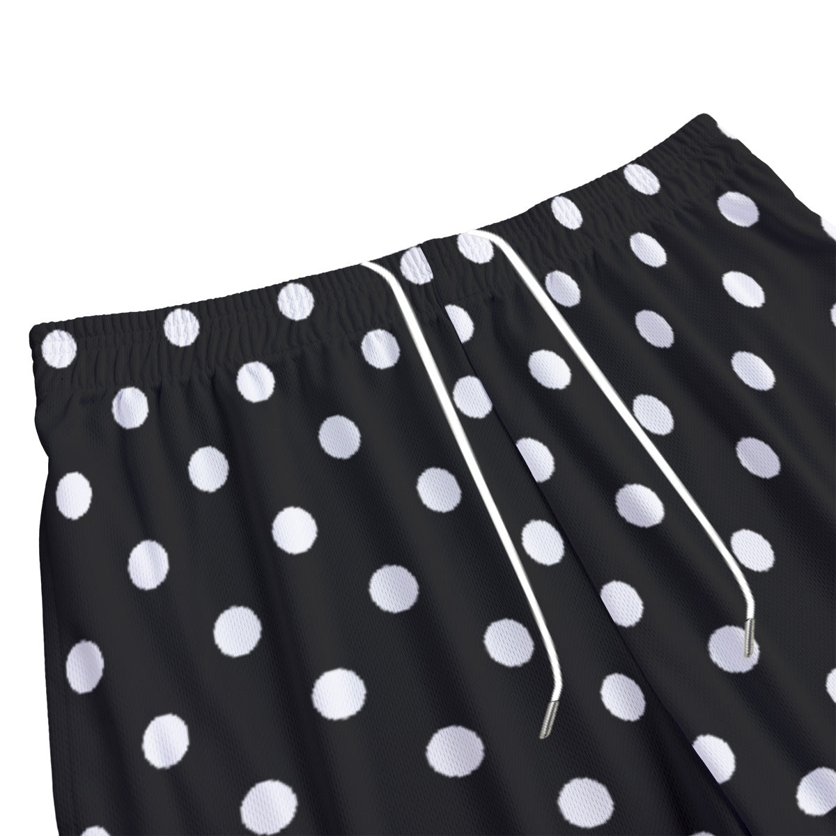 Black With White Polka Dots Unisex Pocket Shorts