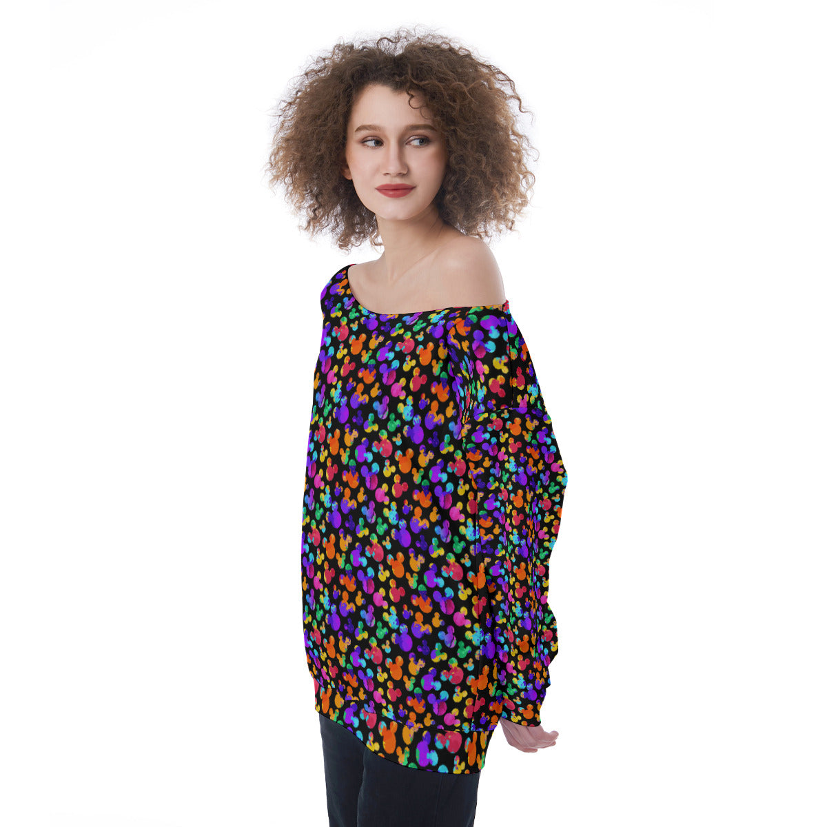 Watercolor Oversized Women's Off-Shoulder Sweatshirt