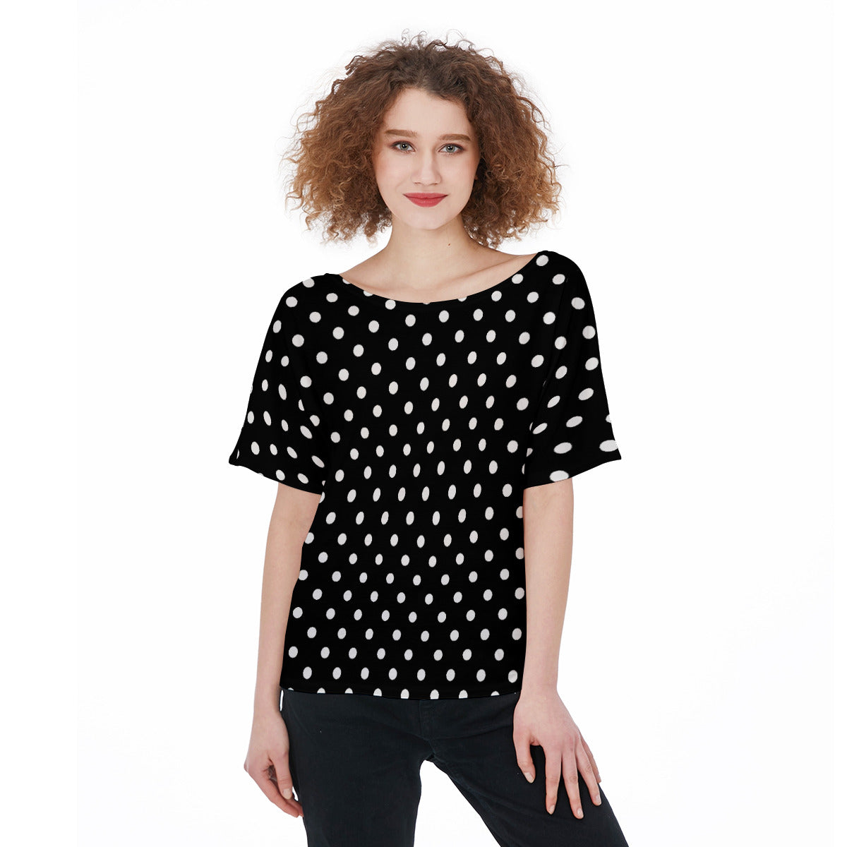 Black With White Polka Dots Women's T-Shirt