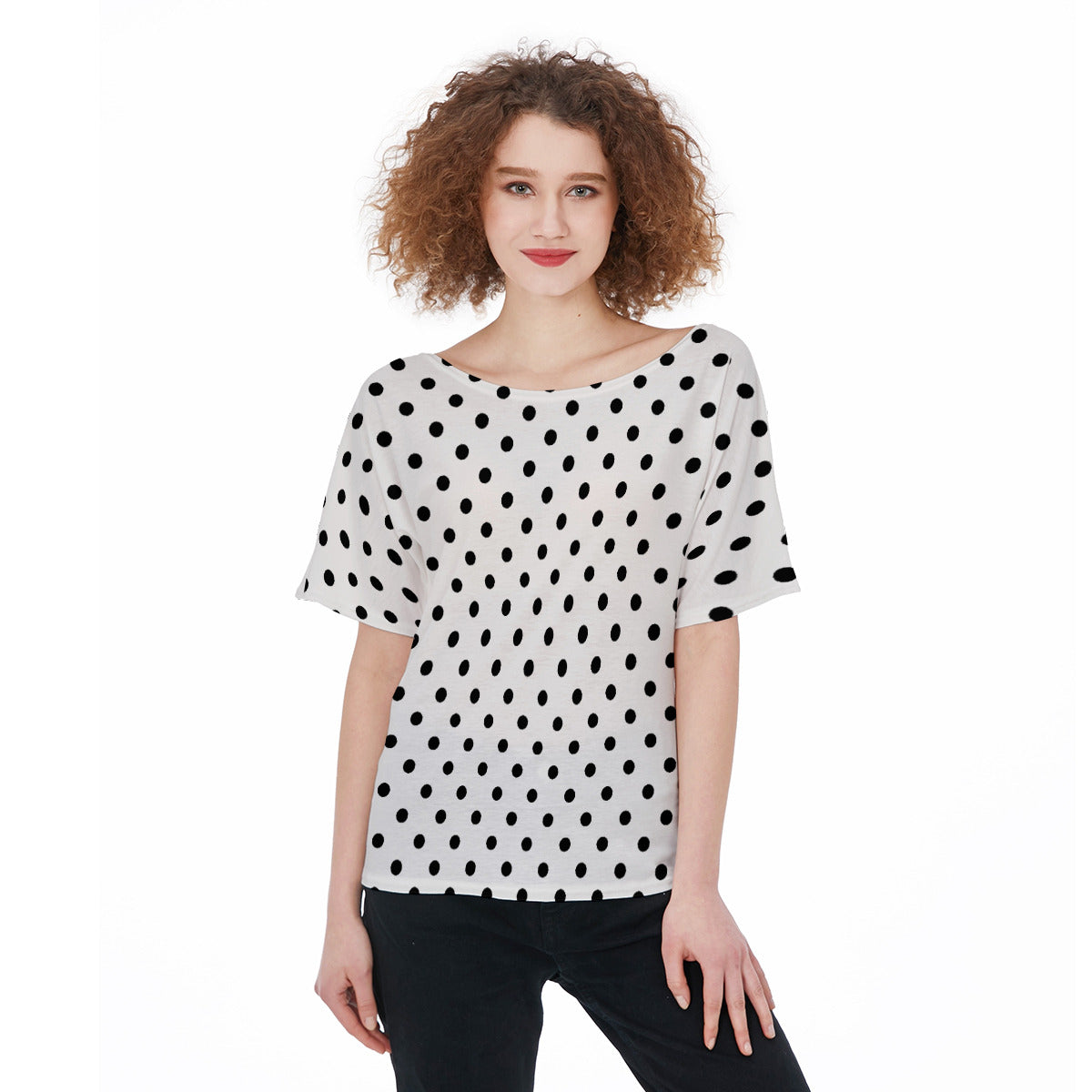 White With Black Polka Dots Women's T-Shirt