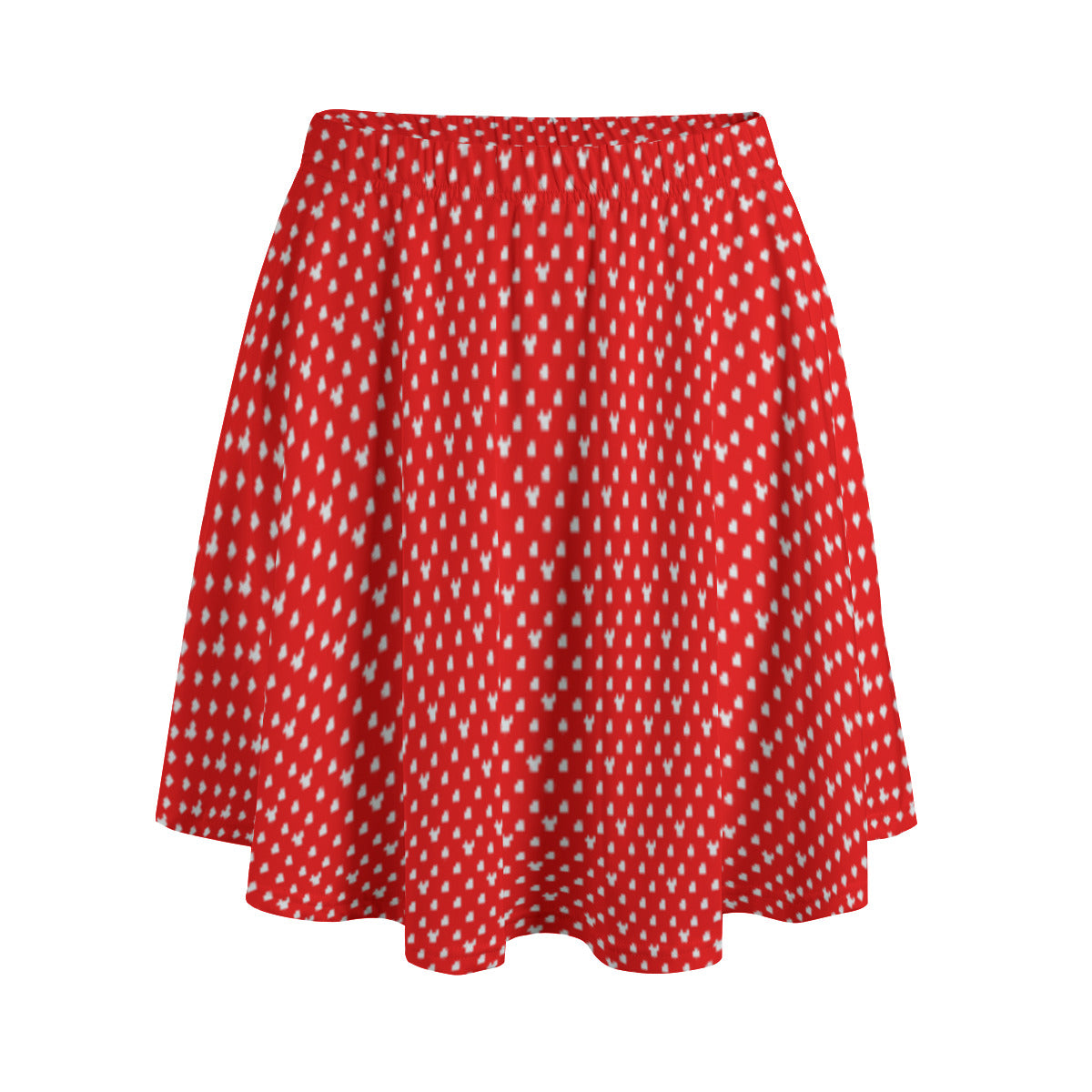 Red With White Mickey Polka Dots Women's Skirt With Pockets