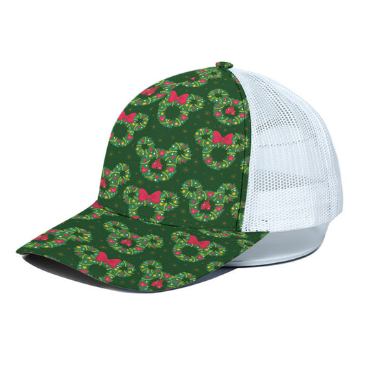 Christmas Wreaths Unisex Trucker Hat With White Half Mesh