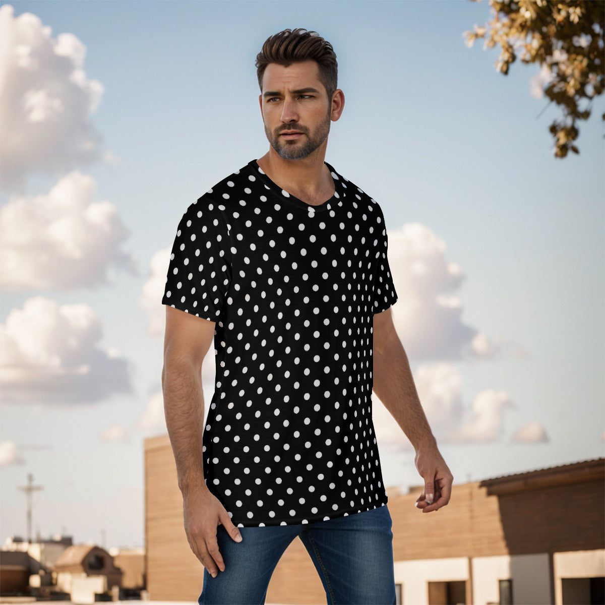 Black With White Polka Dots Unisex T-Shirt