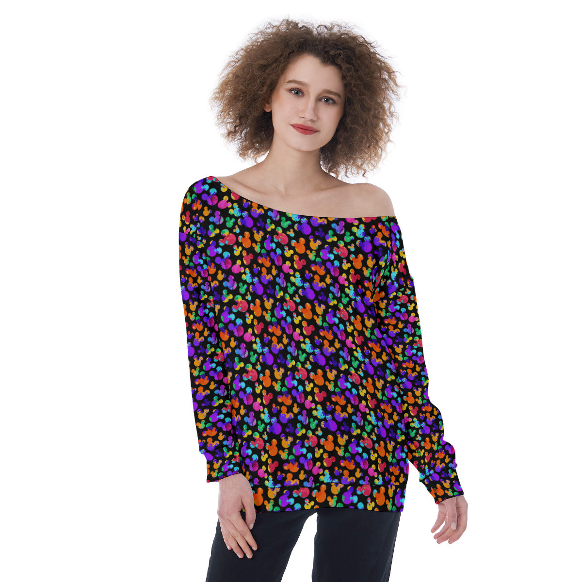 Watercolor Oversized Women's Off-Shoulder Sweatshirt