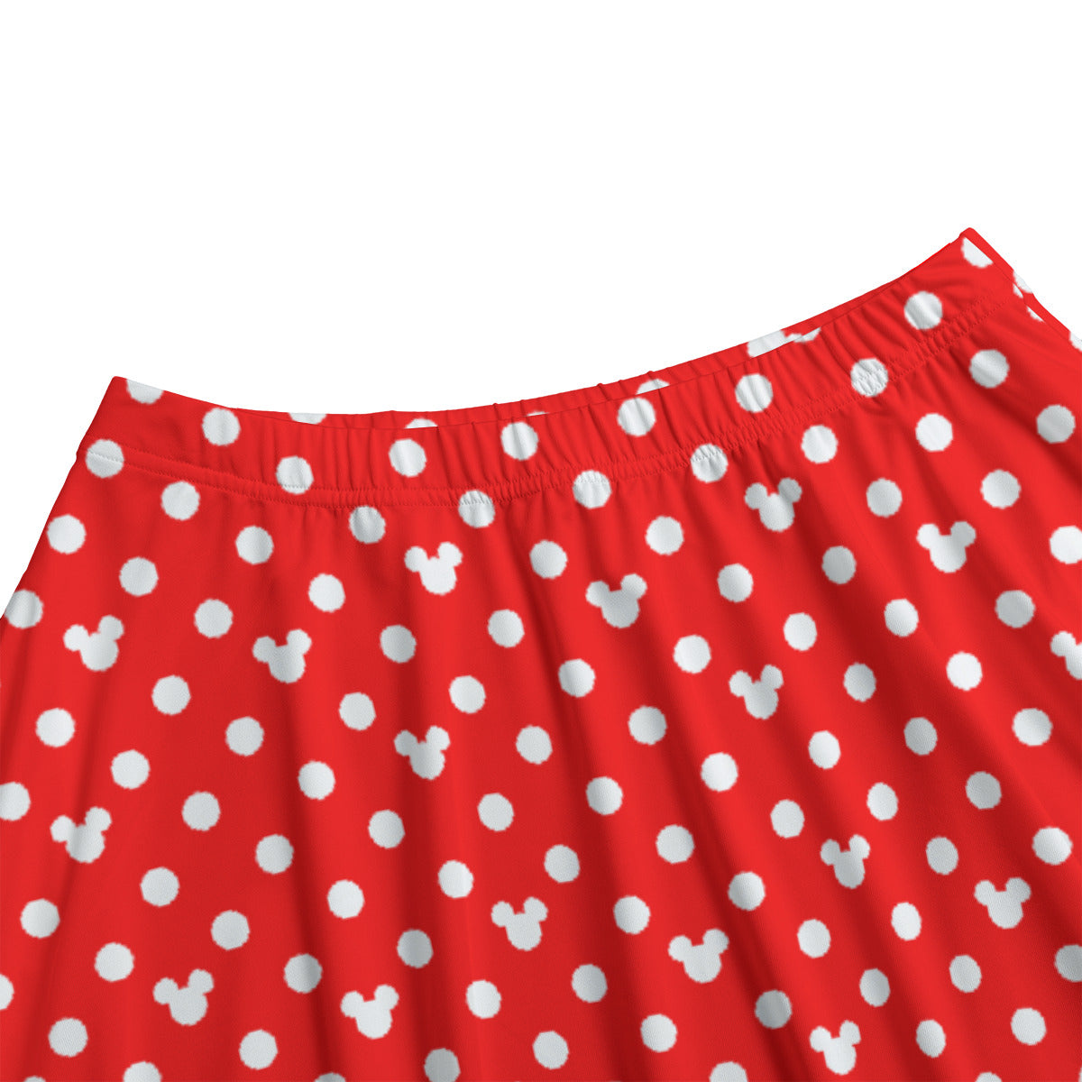 Red With White Mickey Polka Dots Women's Long Maxi Skirt With Pockets