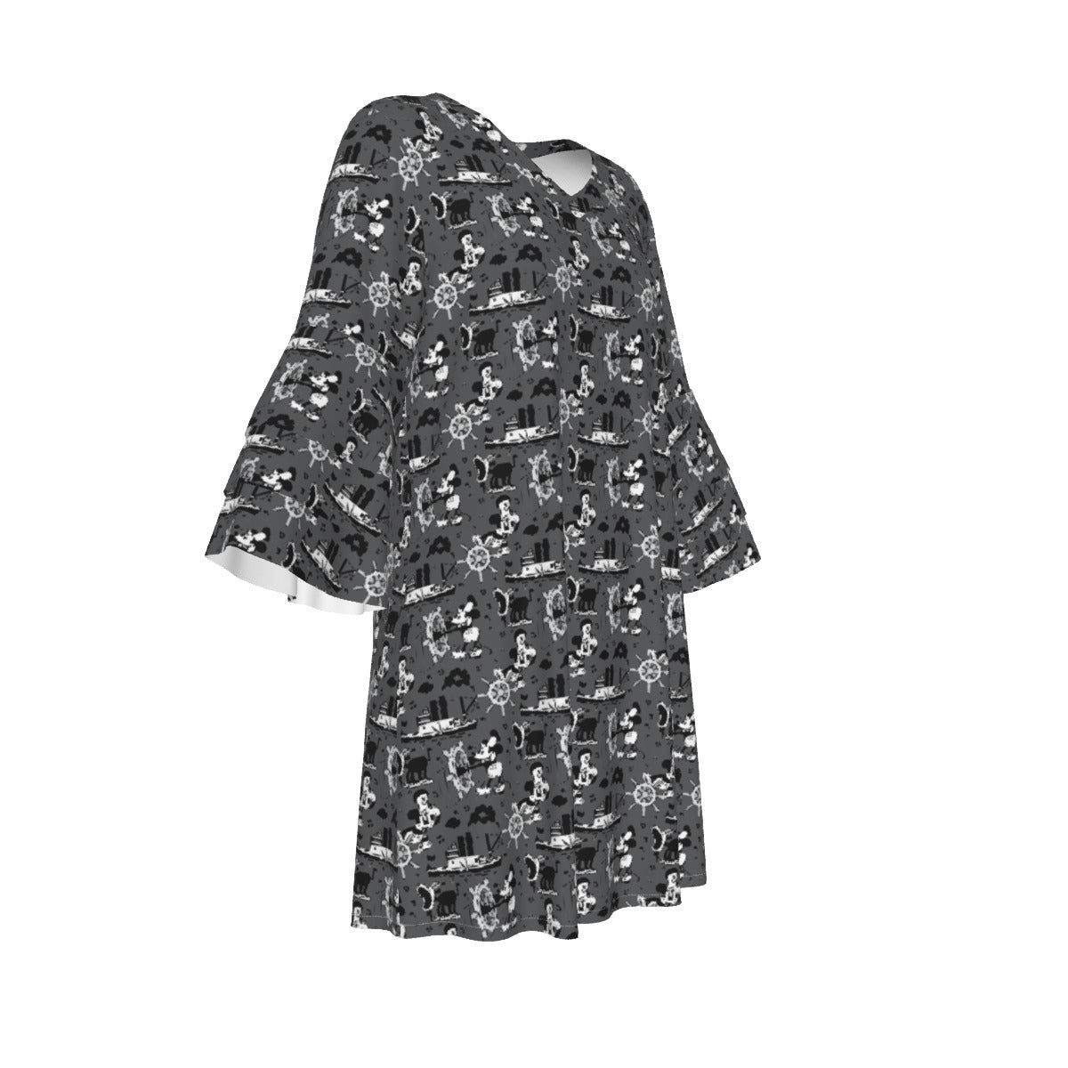 Steamboat Mickey Women's Stacked Ruffle Sleeve Dress
