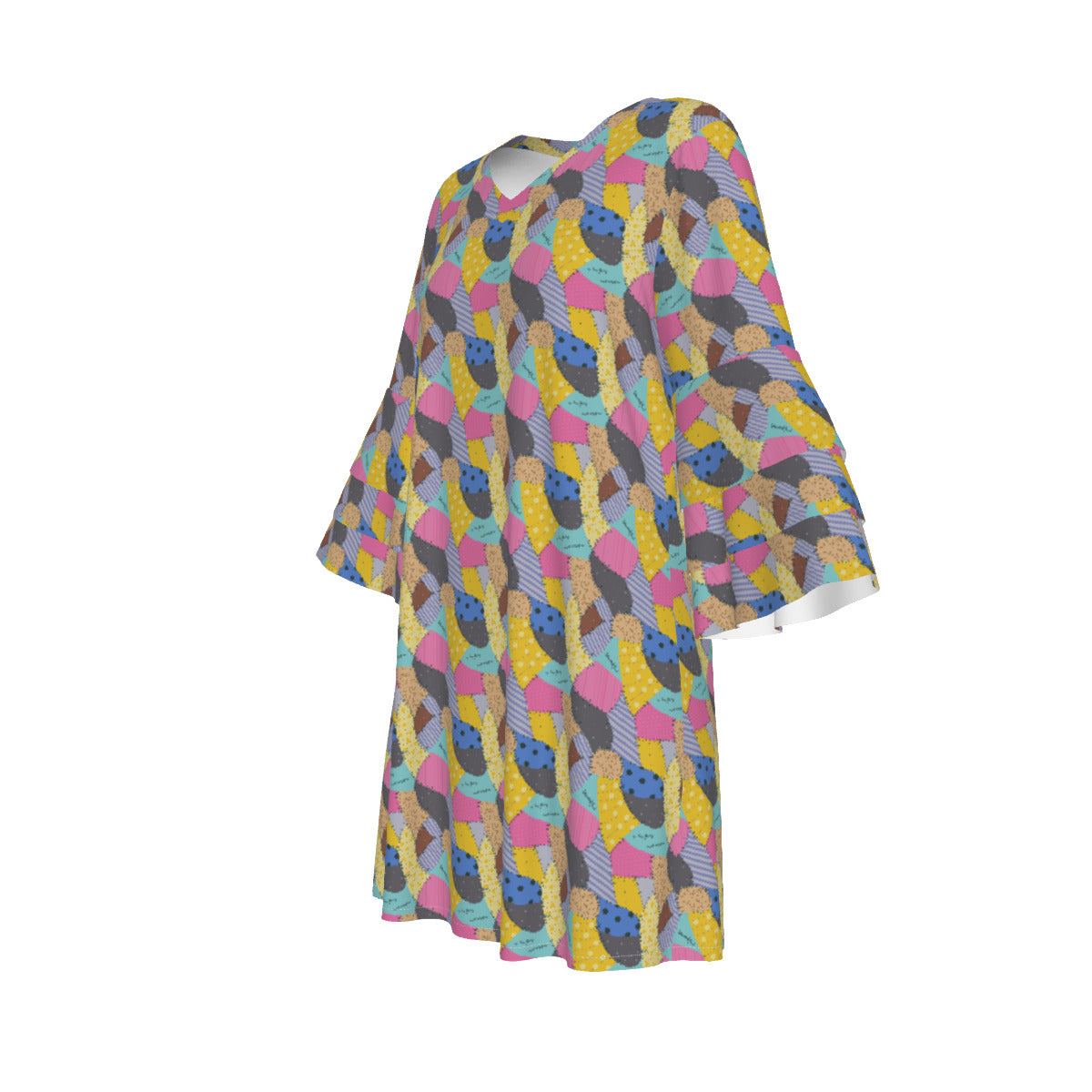 Sally's Dress Women's Stacked Ruffle Sleeve Dress