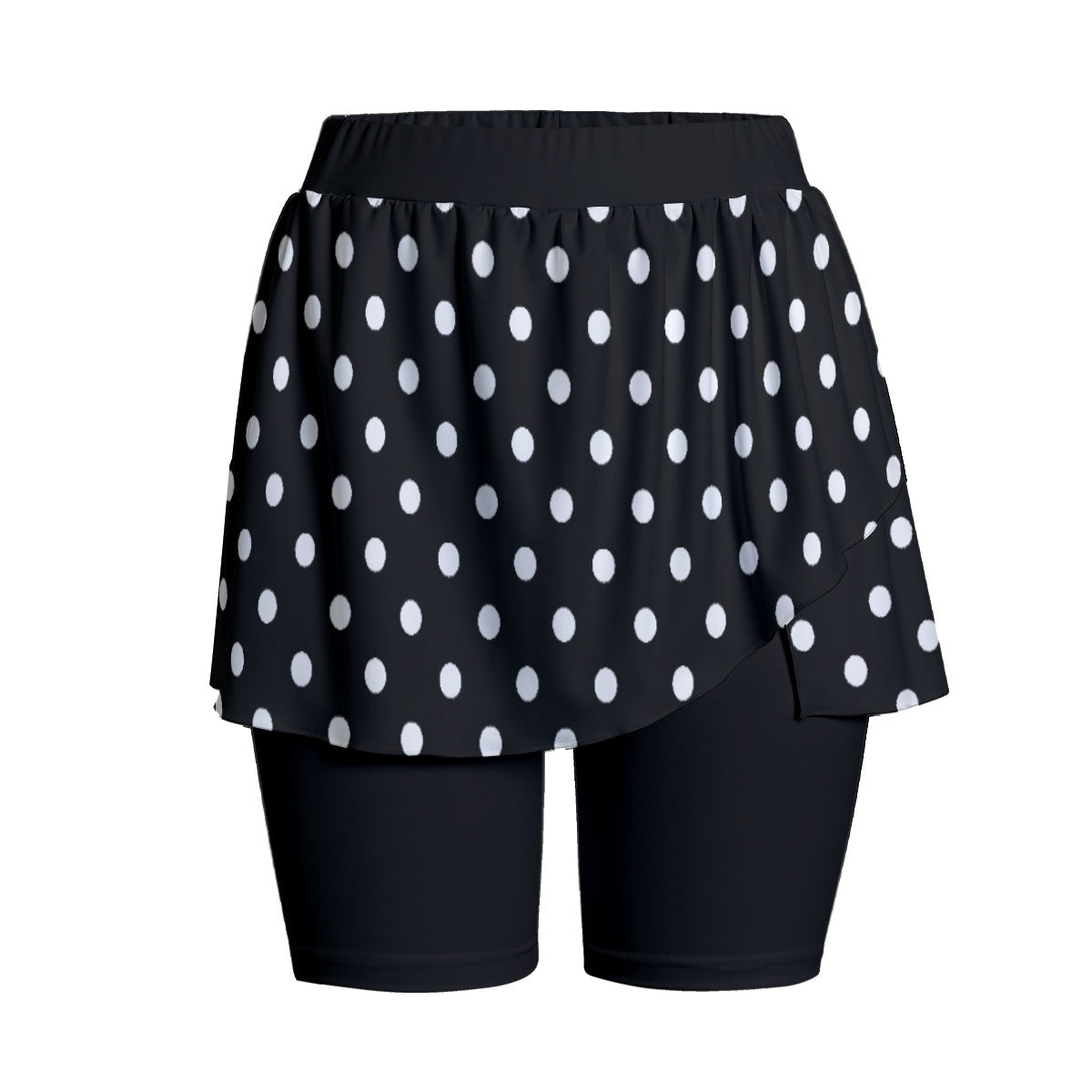 Black With White Polka Dots Women's Sports Skorts