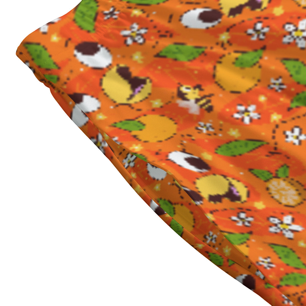 Orange Bird Women's Skirt With Pockets