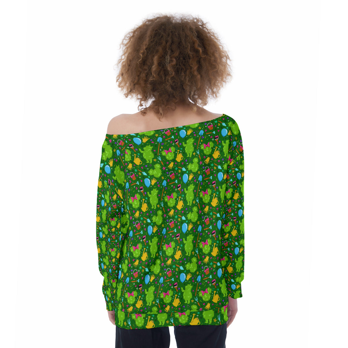 Flower And Garden Oversized Women's Off-Shoulder Sweatshirt