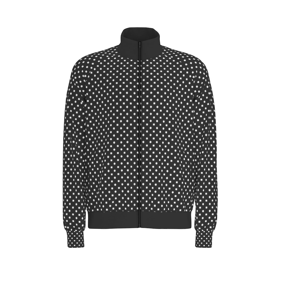 Black With White Polka Dots Unisex Stand Collar Jacket