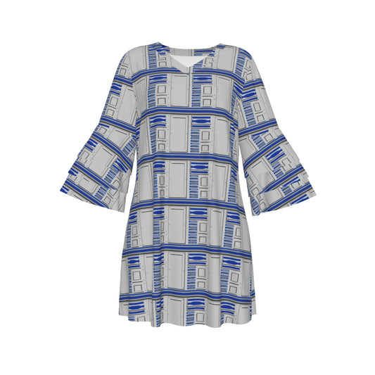 R2-D2 Women's Stacked Ruffle Sleeve Dress