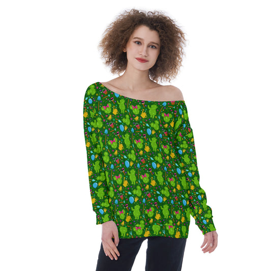 Flower And Garden Oversized Women's Off-Shoulder Sweatshirt