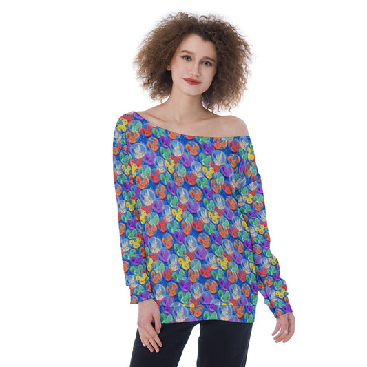 Park Balloons Oversized Women's Off-Shoulder Sweatshirt