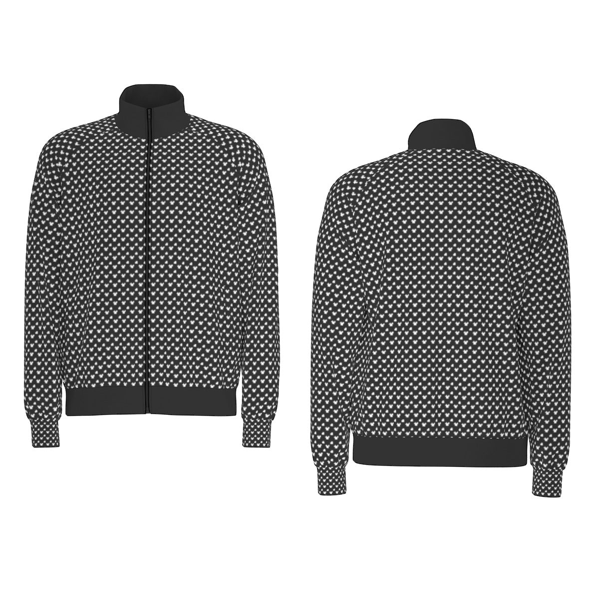 Black With White Mickey Polka Dots Unisex Stand Collar Jacket