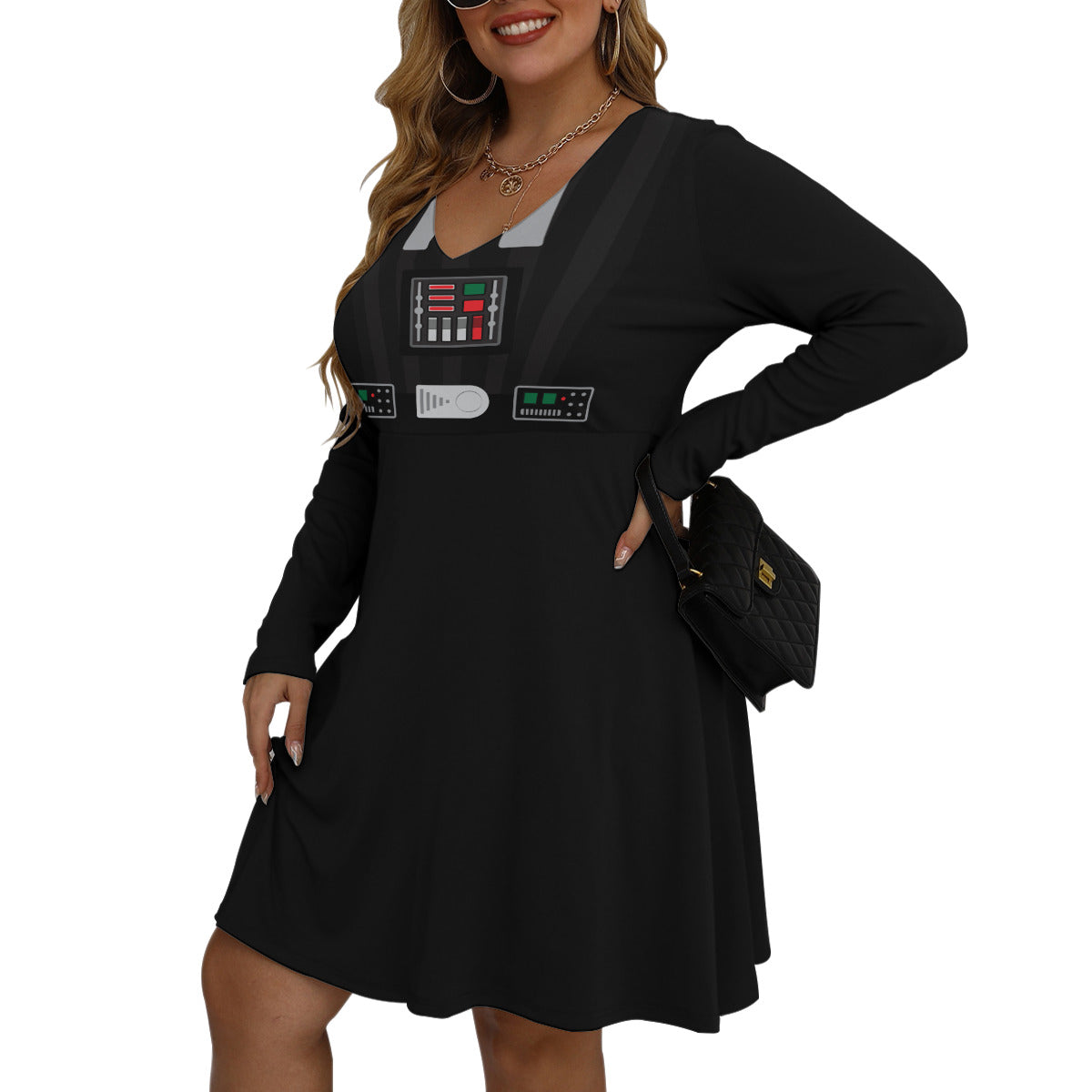 Star Wars Darth Vader Plus Size Women's V-neck Long Sleeve Dress