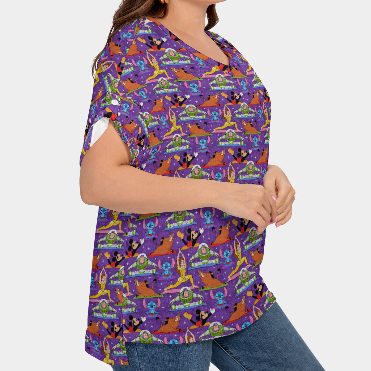 Yoga Women's Plus Size Short Sleeve T-shirt With Sleeve Loops