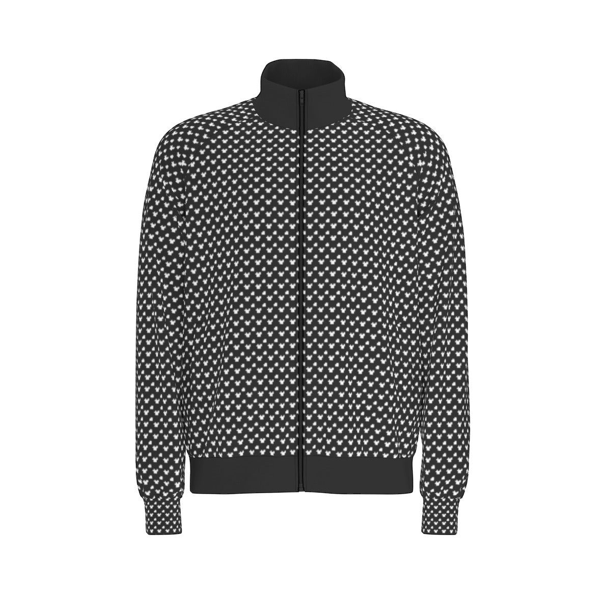 Black With White Mickey Polka Dots Unisex Stand Collar Jacket