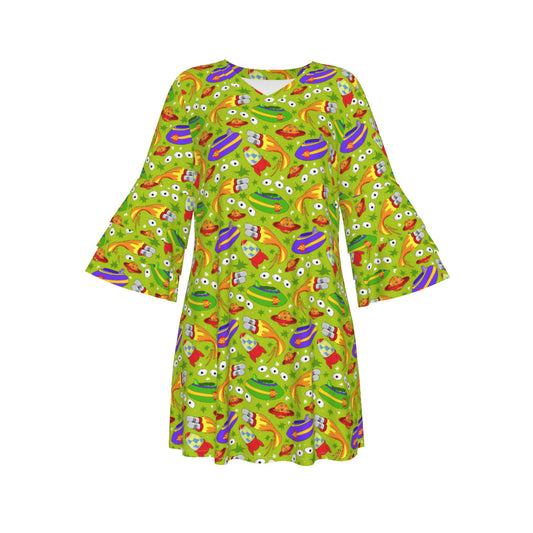 Aliens Women's Stacked Ruffle Sleeve Dress