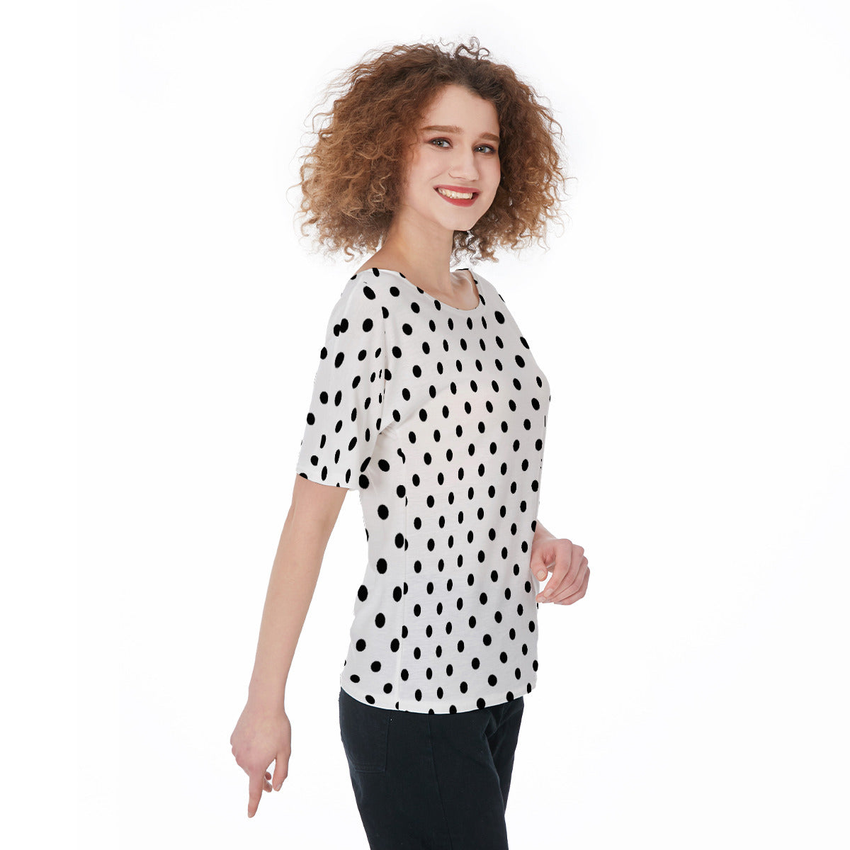 White With Black Polka Dots Women's T-Shirt