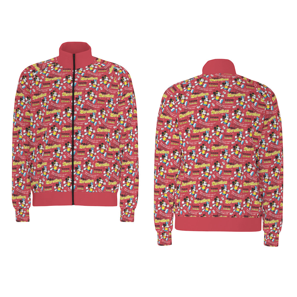 Mickey And Minnie Marathon All Over Print Unisex Stand Collar Jacket