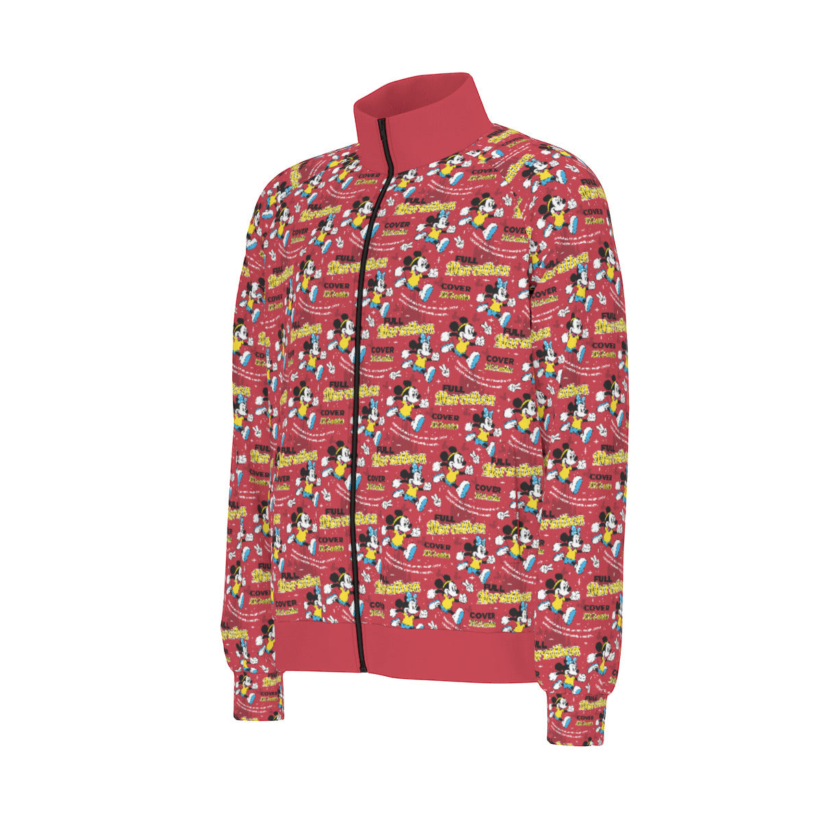 Mickey And Minnie Marathon All Over Print Unisex Stand Collar Jacket