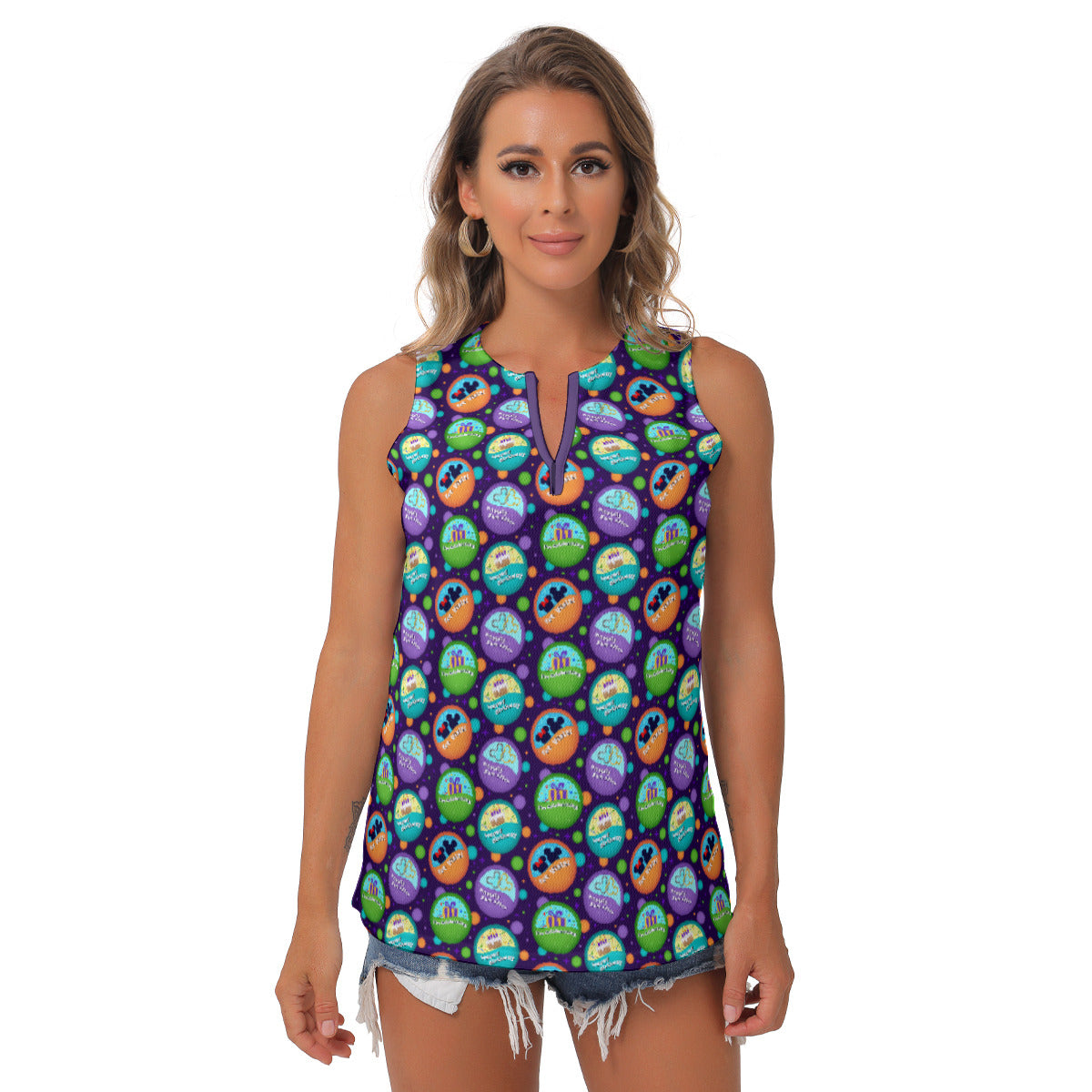 Button Collector Women's Sleeveless V-Neck Top
