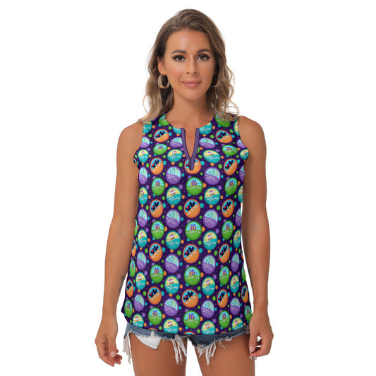Button Collector Women's Sleeveless V-Neck Top