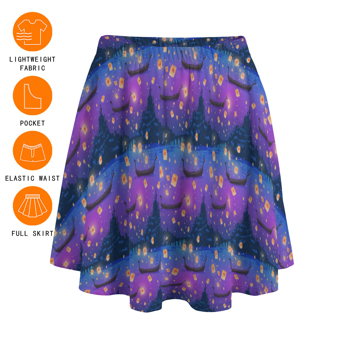 Floating Lanterns Women's Skirt With Pockets