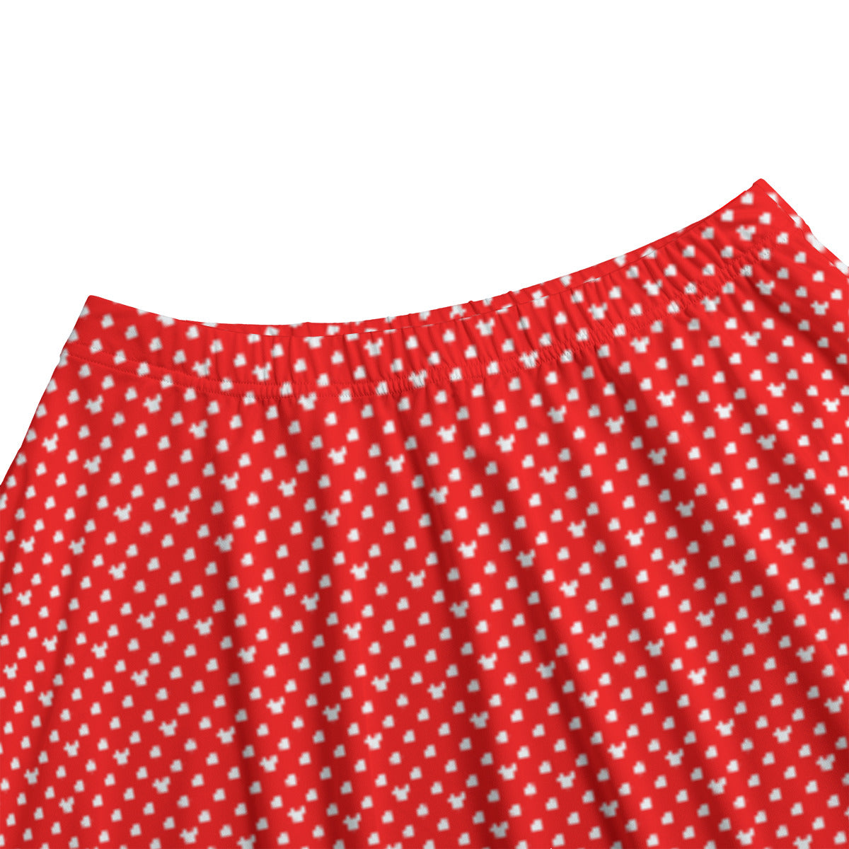 Red With White Mickey Polka Dots Women's Skirt With Pockets