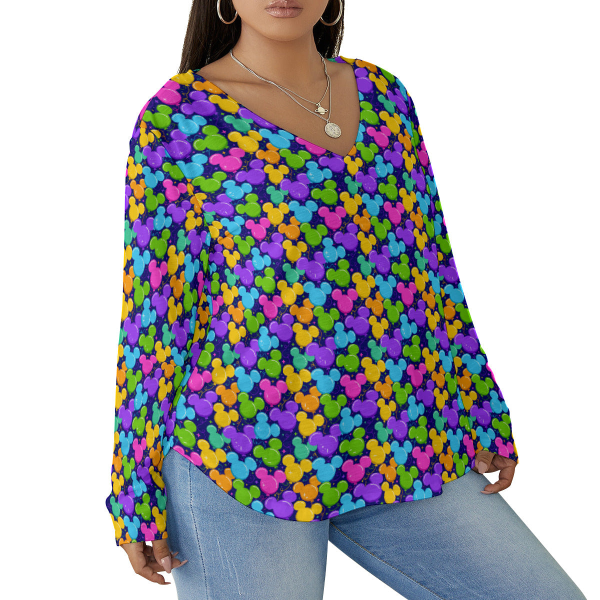 Park Balloons Women's Plus Size V-Neck T-Shirt With Curved Hem