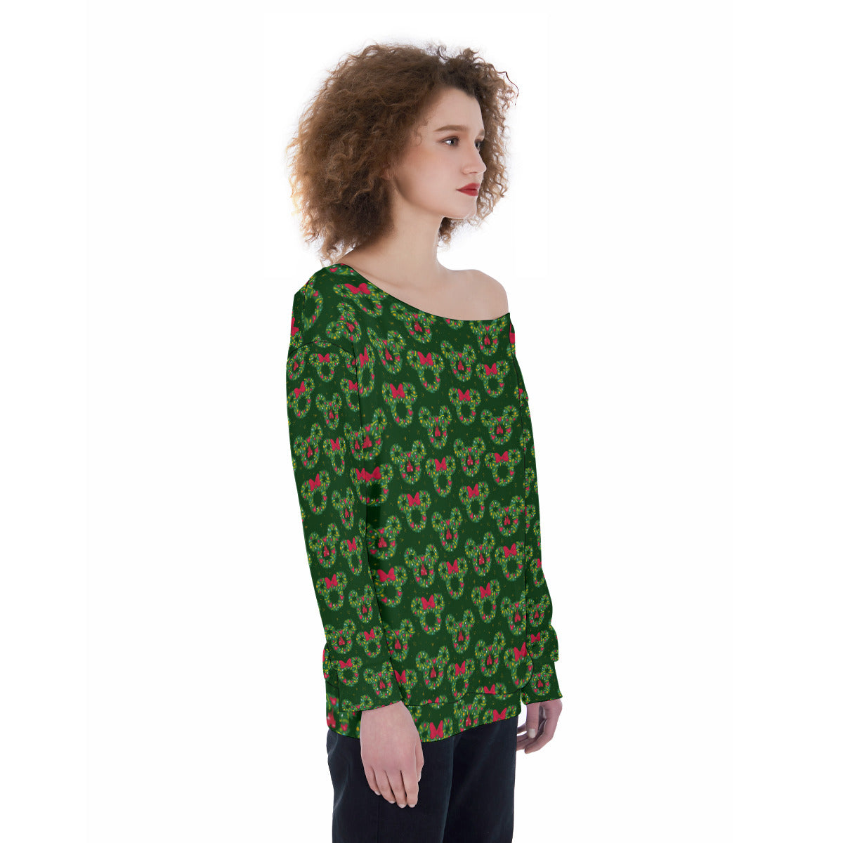 Christmas Wreaths Oversized Women's Off-Shoulder Sweatshirt