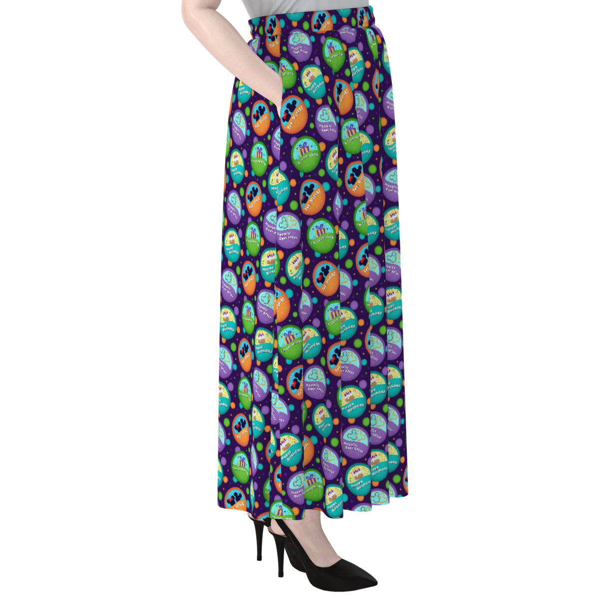 Button Collector Women's Maxi Chiffon Skirt