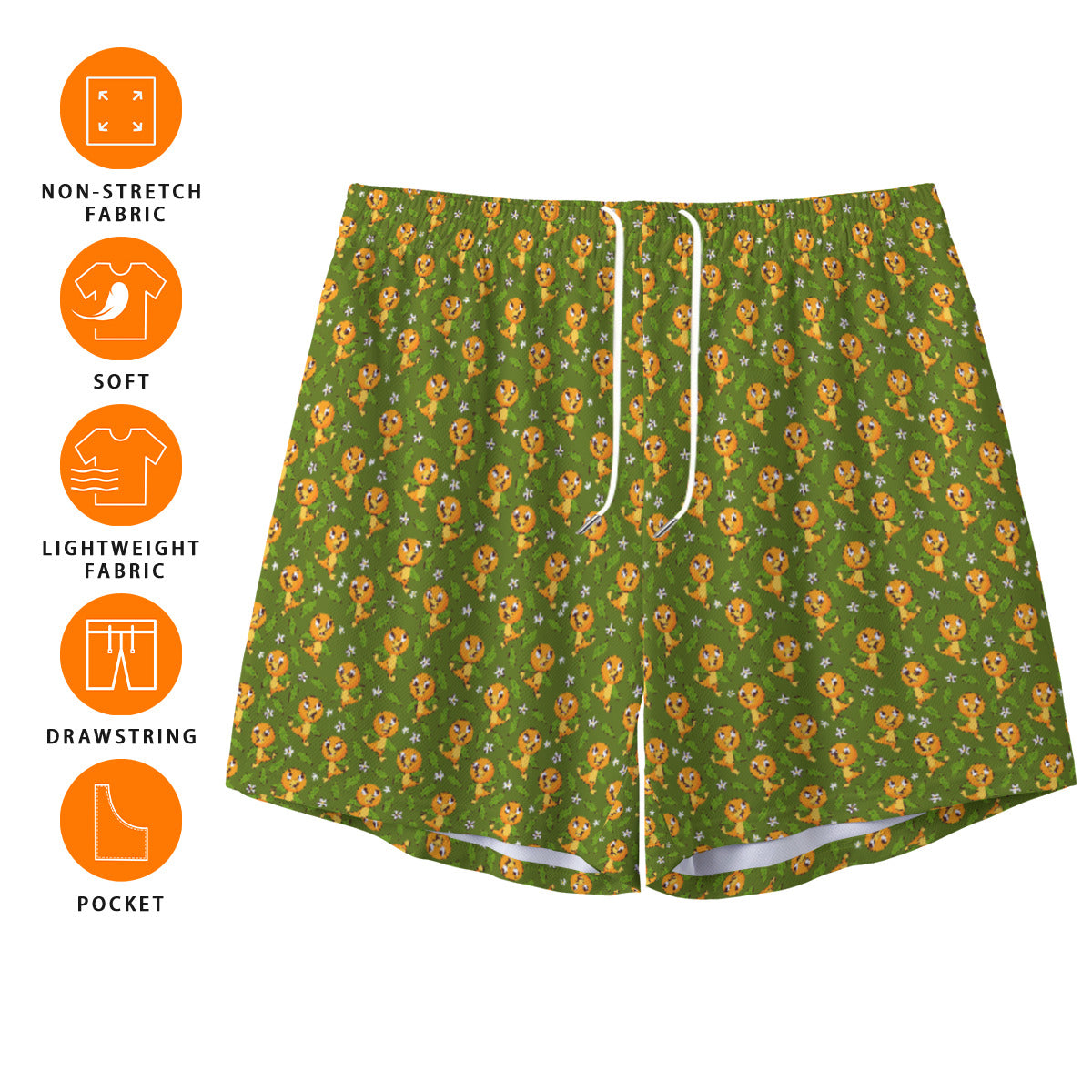 Orange Bird Unisex Pocket Shorts