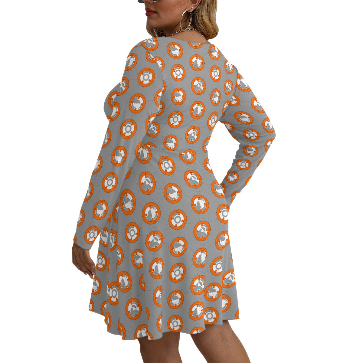 BB-8 Plus Size Women's V-neck Long Sleeve Dress