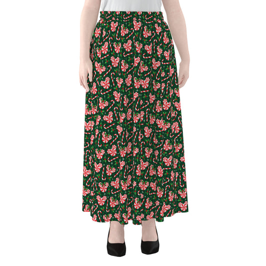Christmas Peppermint Women's Maxi Chiffon Skirt