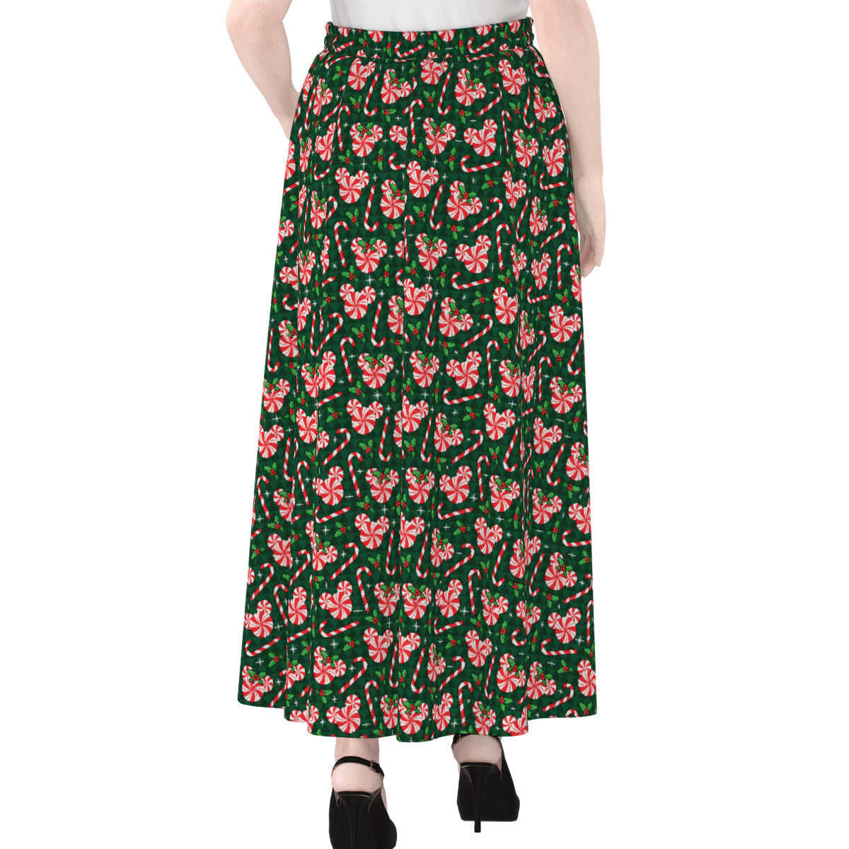 Christmas Peppermint Women's Maxi Chiffon Skirt