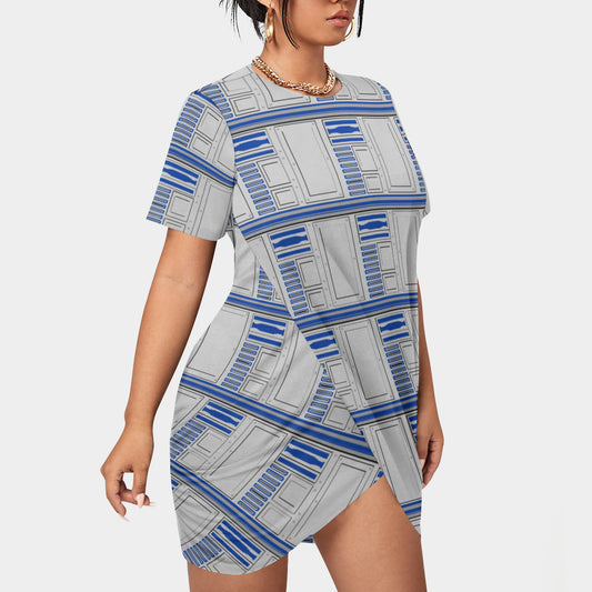 R2-D2 Women’s Plus Size Stacked Hem Dress With Short Sleeve