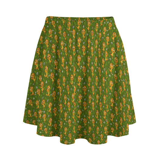 Orange Bird Women's Skirt With Pockets