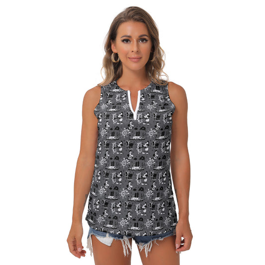 Steamboat Mickey Women's Sleeveless V-Neck Top