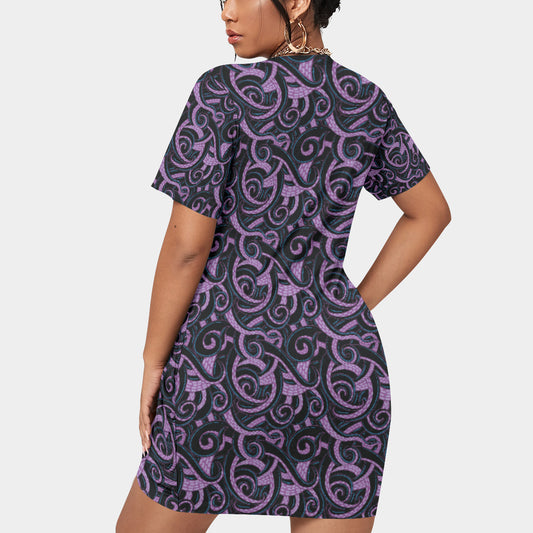 Ursula Tentacles Women’s Plus Size Stacked Hem Dress With Short Sleeve